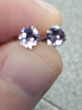 Classic Purple Crystal Stud Earrings - Unbranded